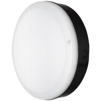 Plafón LED Redondo Ledvance Surface Bulkhead 300 con Sensor, 15W, 840, 1400lm, Negro, IP65 - Blanco Frío