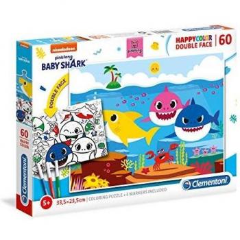 Puzzle Doble Cara para Colorear Baby Shark - 60 Piezas