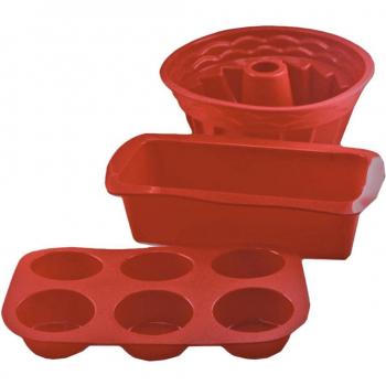 Juego de 3 Moldes de Silicona para Repostería Silvano - Moldes de silicona aptos para horno, resistentes a altas temperaturas, antiadherentes y fáciles de limpiar