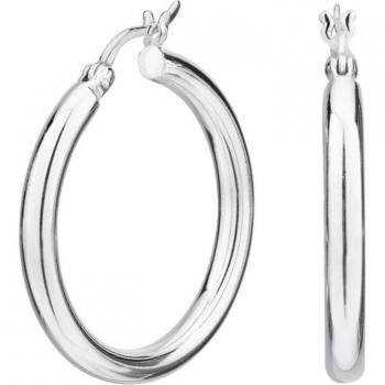 Pendientes de Aro de Plata de Ley ITEMPORALITY City SEA-100-154-03 Media Caña con Tubo Redondo para Mujer