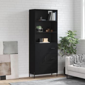 Aparador alto de madera contrachapada negro 69,5x34x180 cm