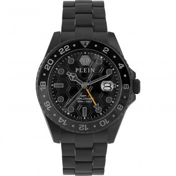 Philipp Plein PWYBA0923 Men's Stainless Steel GMT-I Challenger Black Watch 44mm 10ATM