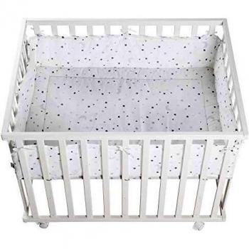 Parque infantil Roba 100 x 75 cm Estrellas Grises con Ruedas y Protección acolchada