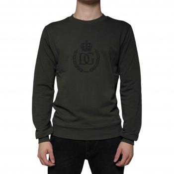 Army Green Dolce & Gabbana Crown Logo Crew Neck Sweater - XS