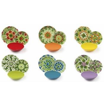 Excelsa Mandala Tropical - Servicio de platos de 18 piezas, porcelana y cerámica
