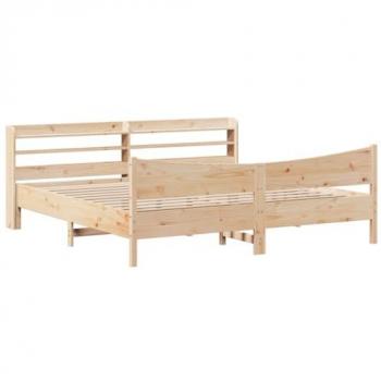 Estructura de cama con cabecero de madera maciza de pino, dimensiones 180x200 cm