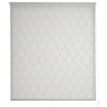 Estor Enrollable Translúcido Visillo Jacquard Modelo Davos 150 x 255 cm Blanco/Beige Fácil Instalación para Ventanas y Puertas
