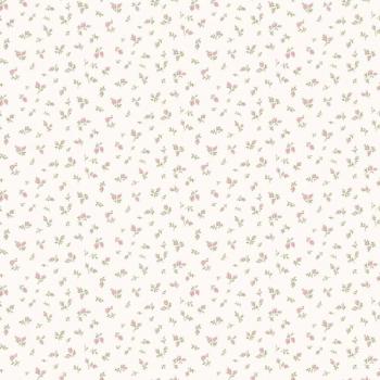 Noordwand - Wallpaper Blooming Garden 6 Little Roses White and Pink, Tiny Floral and Leaf Motif Pink/Green/White Matte Finish EcoDeco Material Non-Pasted Wallpaper Roll