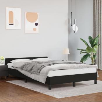 Cabecero de cama negro de 120x200 cm con estructura de cuero sintético