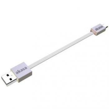 Cabo USB 2.0 Ultra Delgado 0.15 m con Conectores USB-A y Micro-B, Alta Flexibilidad y Contactos Dorados - Akasa