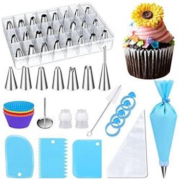Reposteria Boquilla Manga Pastelera Para Decorar Tartas,60Piezas Set Pastelero Boquillas Repostería Boquillas de decoración Boquilla De Crema Para Magdalenas, Bizcochos, Muffins