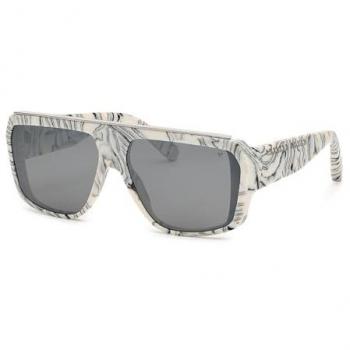 Philipp Plein Marbled Ivory Men's Sunglasses 64mm Silver