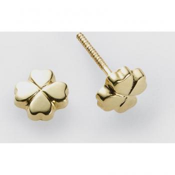 Pendientes de bebé de oro amarillo con cierre de rosca y diseño clásico
