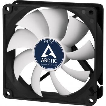 ARCTIC F9 TC - Ventilador de PC, Con control de temperatura de 3 pines con caja estándar, 92x92x25mm, Negro y blanco