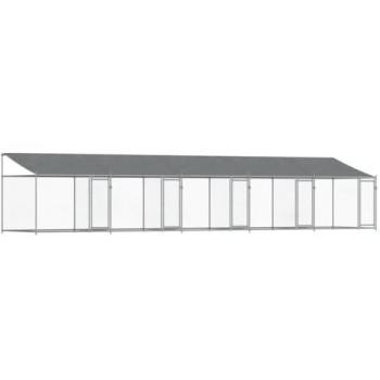 vidaXL Dog Cage with Roof and Doors Grey 10x2x2 m Galvanised Steel
