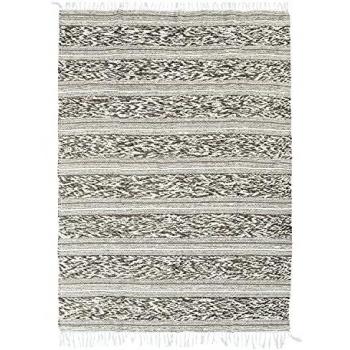 Alfombra TERRA COTTON 100% algodón étnica con relieve 160x230 cm Blanco/Sandbruno