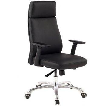 AMSTYLE Silla de Oficina de Cuero Real Porto Negro ergonómico con reposacabezas | Diseñar Silla de Escritorio Silla ejecutiva ergonómica con función de inclinación | Silla giratoria con Brazos 120kg