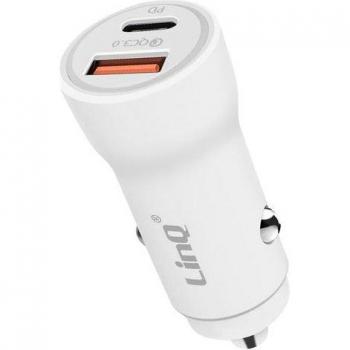 Cargador de Coche LinQ 36W USB-C y USB - Carga Rápida Blanca