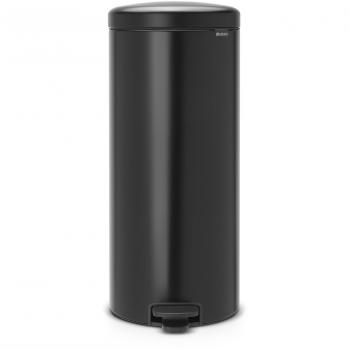 Brabantia Newicon Cubo de Basura con Pedal, Acero Inoxidable, Negro Mate, 30 l