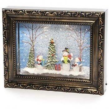 Marco de fotos decorativo LED con muñecos de nieve y temporizador