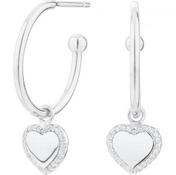 Pendientes de aro Cube con colgante en forma de corazón y circonitas