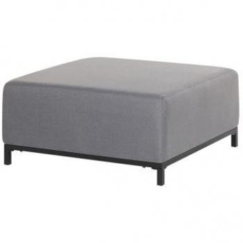 Ottomana Grisa de Tela con Patas de Aluminio Negras y Estructura Metálica Resistente al Agua para Uso Interior y Exterior