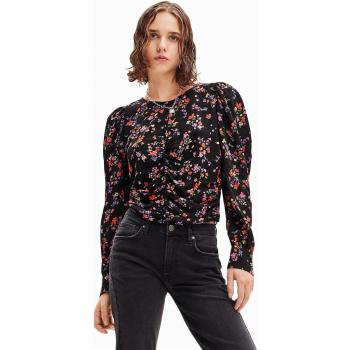 Blusa fruncida floral de Desigual - Elegante y colorida prenda para mujer