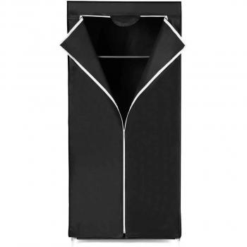 Armario de tela resistente al polvo para ropa, zapatos y almacenamiento, color negro o gris, dimensiones 160x75x45 cm, incluye riel para colgar