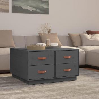 Mesa de centro de madera maciza de pino gris 80x80x45 cm Vidaxl