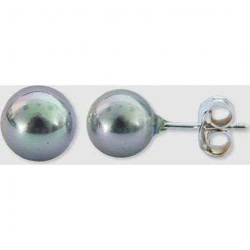 Pendientes de mujer perla gris 8mm y plata