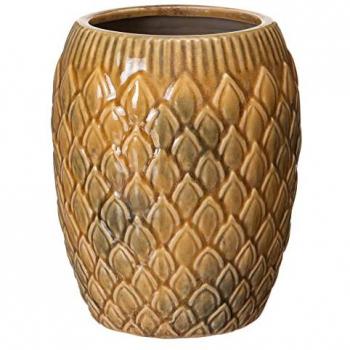 Macetero Cerámica Mostaza 18,5 x 18,5 x 23 cm - Diseño Exótico y Vintage para Decoración del Hogar