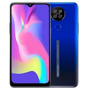 Blackview A80S Smartphone Libres 4G, Pantalla HD+ 6.21’’,Helio A25 4GB+64GB,13MP Cuatro Cámaras Traseras,Batería 4200mAh, Grosor 8.8mm, Android 10 Teléfono Móvil Dual SIM Huella Dactilar GPS Azul