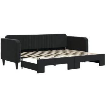 Sofá cama nido terciopelo negro 80x200 cm