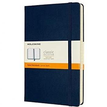 Moleskine - Cuaderno Clásico con Hojas de Rayas, Tapa Dura y Cierre con Goma Elástica, Tamaño Grande 13 x 21 cm, Color Azul Zafiro, 400 páginas