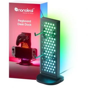 Nanoleaf Hub Luminoso para Gaming, Lámpara de Mesa Inteligente RGB 3-en-1 con Soporte para Auriculares, Iluminación Doble Cara, Dock USB-C y Sincronización de Música y Pantalla