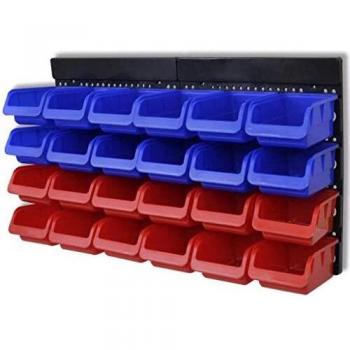 vidaXL Cajas Almacenaje de Pared 2 Piezas Azul/Rojo Organizador Herramientas