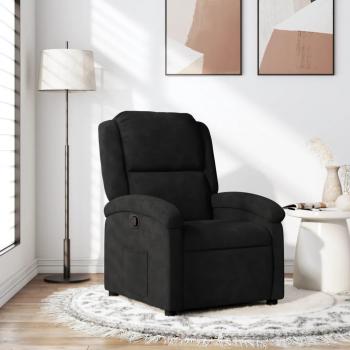 Sillón reclinable de terciopelo en color gris claro, gris oscuro y negro - Sillón cómodo para dormitorio, silla relax y sofá