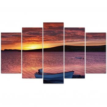 LO+DEMODA HPP051-87 - Lienzo pirámide, diseño Sunset Boat, 5 Piezas