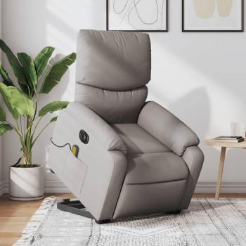 Silla de masaje eléctrica Dove en tela taupé reclinable y elevable