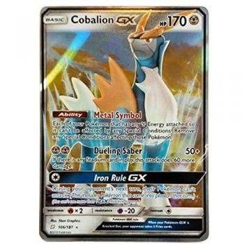 Pokemon Cobalion GX 106/181 Holo Rare Soon & Moon: Team up + Extra Protection Near Mint