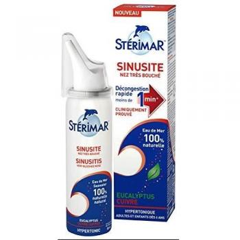 Spray Nasal Descongestionante Sinusitis 50 ml - Solución Hipertónica 100% Agua de Mar con Eucalipto y Cobre