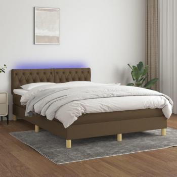 Colchón cama suave y tela LED marrón oscuro 140x200 cm Jinlefu - Cama box spring con colchón led tela marrón oscuro 140x200 cm vidaXL - Marrón