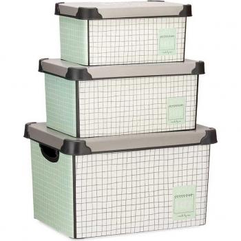 Kipit - Set de Cajas Organizadoras Apilables Home 3 Piezas Plástico