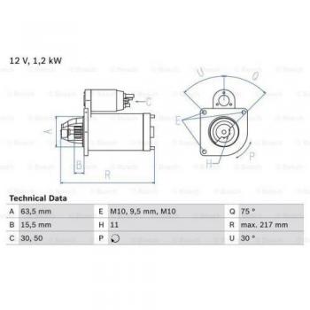 Motor de Arranque Bosch 986022131 - Tipo: Motor de arranque; Características: Marca Bosch, Número de pieza 0 986 022 131, Diseño robusto, Alta eficiencia en el arranque del motor, Compatible con