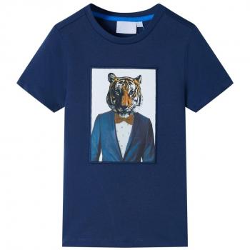 Camiseta infantil de manga corta azul oscuro 92