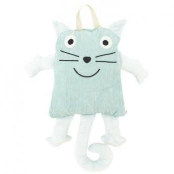 Manta de viaje plegable Crochetts con cojín infantil en forma de gato color verde mint 115 x 115 x 2 cm