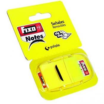 Banderitas Adhesivas Fixo Notes con Dispensador - 23 x 45 mm - Color Amarillo Neón - Pack de 50 Índices