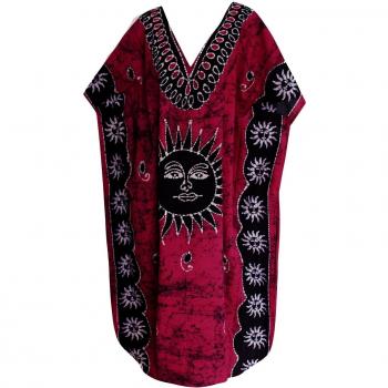 LA LEELA Mujeres Caftán Algodón túnica Batik Kimono Libre tamaño Largo Maxi Vestido de Fiesta para Loungewear Vacaciones Ropa de Dormir Playa Todos los días Cubrir Vestidos Rosa_J947
