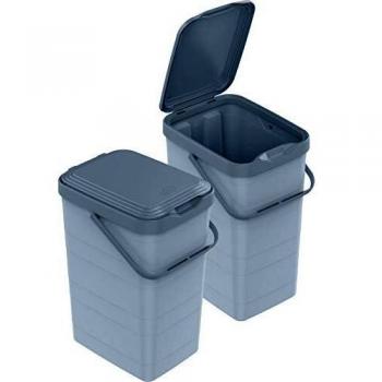 M Home Cubo Reciclaje Walbin 14L, Gris Tempera, Pequeño