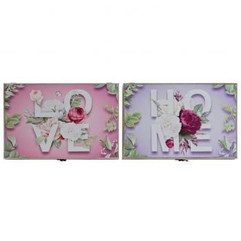 Contador de Madera DKD Home Decor, MDF, Rosa Lila, 2 Unidades, 46 x 6 x 32 cm